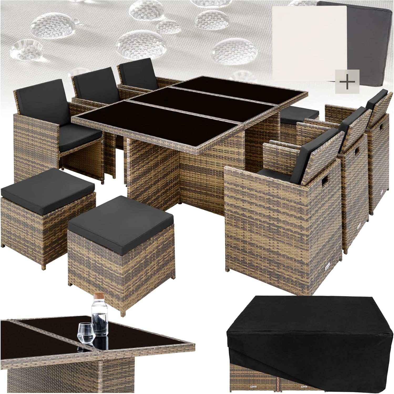 tectake Polyrattan Gartenmöbel Set