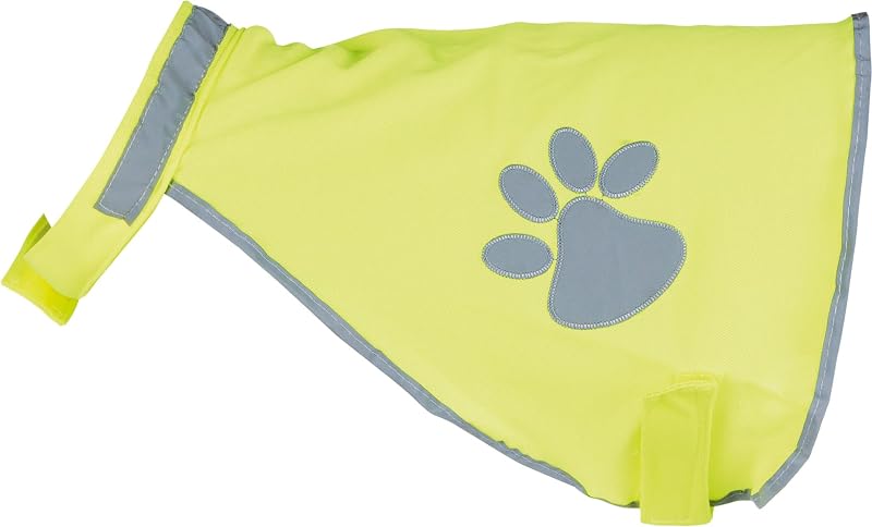 TRIXIE Warnweste für Hunde in Neongelb mit reflektierendem Pfotenabdruck